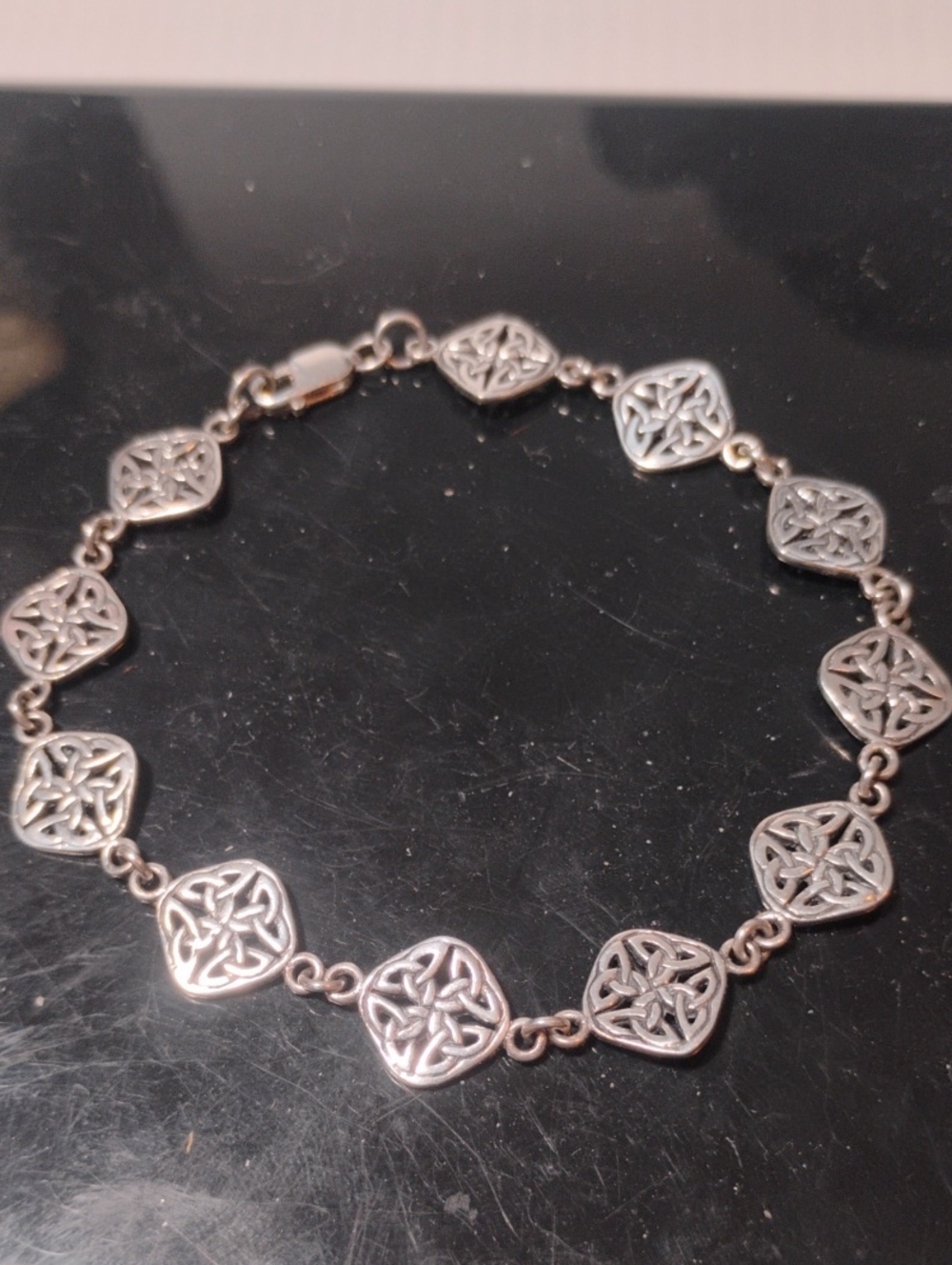 925 Sterling PETER STONE 925 Sterling Silver  Vintage Celtic Knot Chain Bracelet